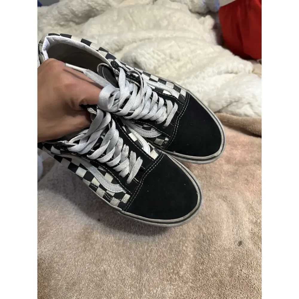VANS Old Skool Checkerboard Black/White Low Top Lace Up Men's Sneakers